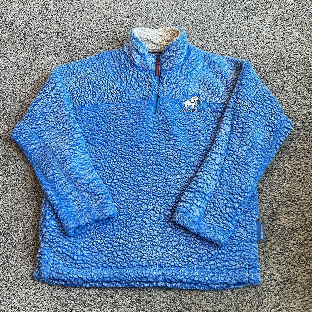 Live Oak Brand puppie love teddy bear 1/4 zip pull over fleece size Medium